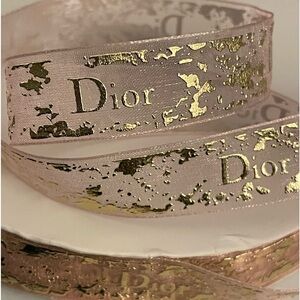 Pink & Gold Ribbon DIOR Ribbon Pink w/ Gold Lettering Authentic